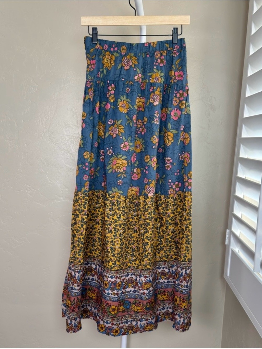 Natural Life Camille Maxi Skirt Small Cotton Blend Patchwork Floral Boho NWT - Picture 5 of 8